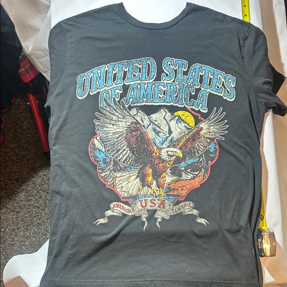 United States of America - Eagle Over Mountains - Charcoal T-Shirt